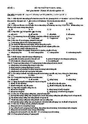 Đề thi thử THPT Quốc gia môn Vật lý - Đề số 1 - Năm học 2019-2020